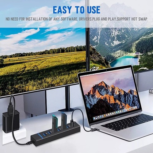 7 Port USB HUB 3.0 Fast Speed Multi Splitter Expansion PC Laptop Desktop Adapter - Picture 6 of 6