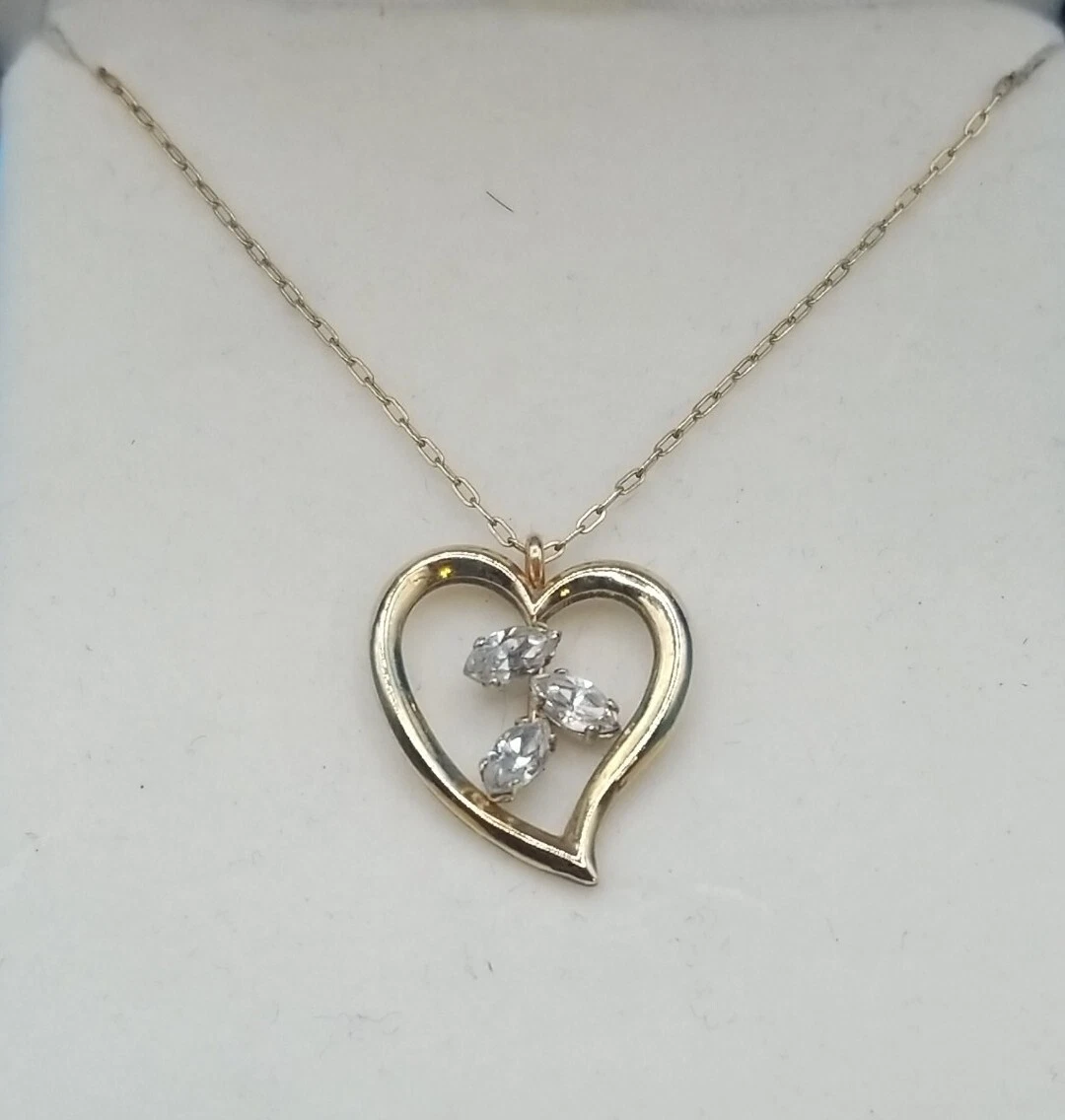 VINTAGE 1950 S 1960 S KREMENTZ GOLD FILLED RHINESTONE HEART