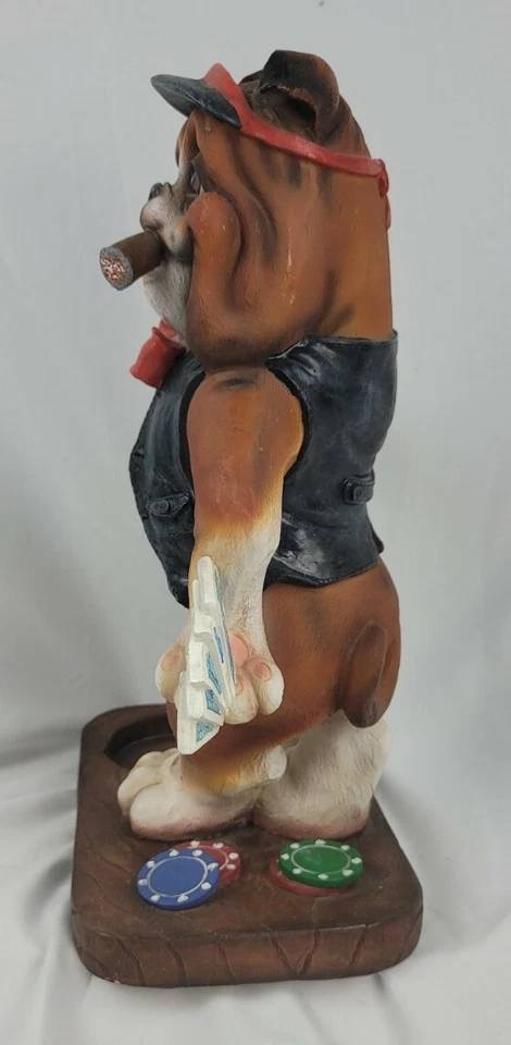 Portabotellas de Vino de Cerámica Bulldog Jugador de Poker de Pie 12" de Alto Foto 4 de 4