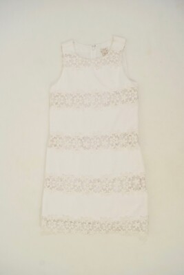 J.Crew Dress 00 Bright White Cotton Piqu Embroidered Lace Trim Mini Shift  | eBay
