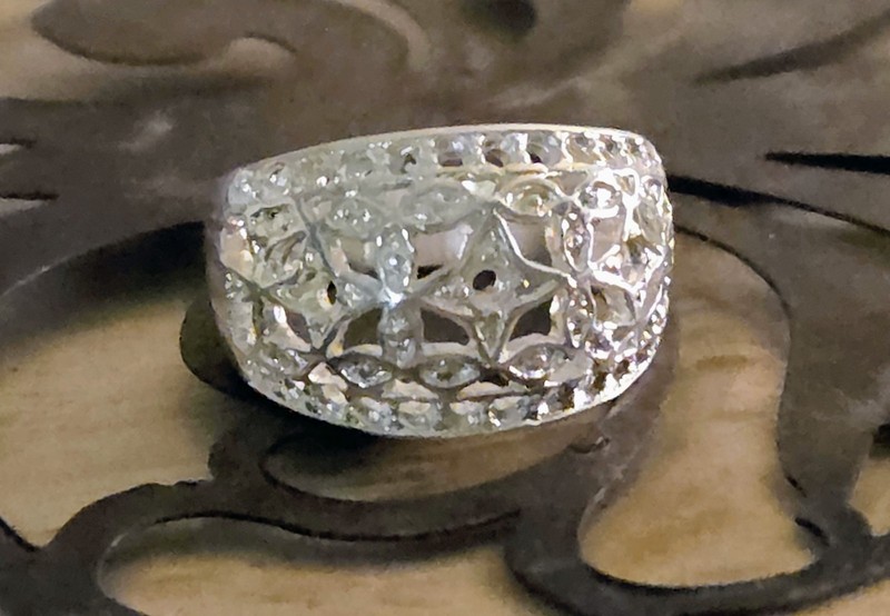 925 Sterling Silver Filigree Wide Band Ring Size 8 