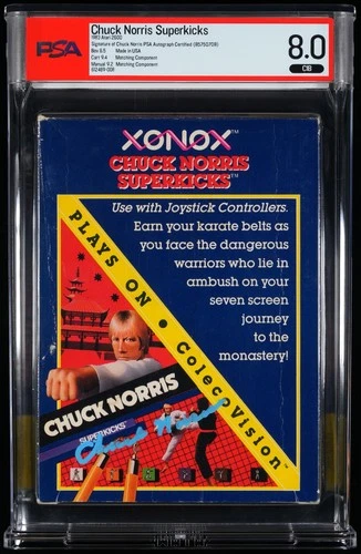 Chuck Norris Signed Superkicks Xonox Super Kicks Atari 2600 PSA 8.0 CIB