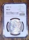 1887-P Morgan Silver Dollar NGC MS63 (004)