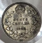 1920 Canada Silver 5 Cents Coin 5C - King George V -  .800 - FREE SHIPPING! 3