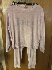 Juicy Couture Pajama Set Womens Large Pink Studded Polyester Sleepwear Bling Y2K