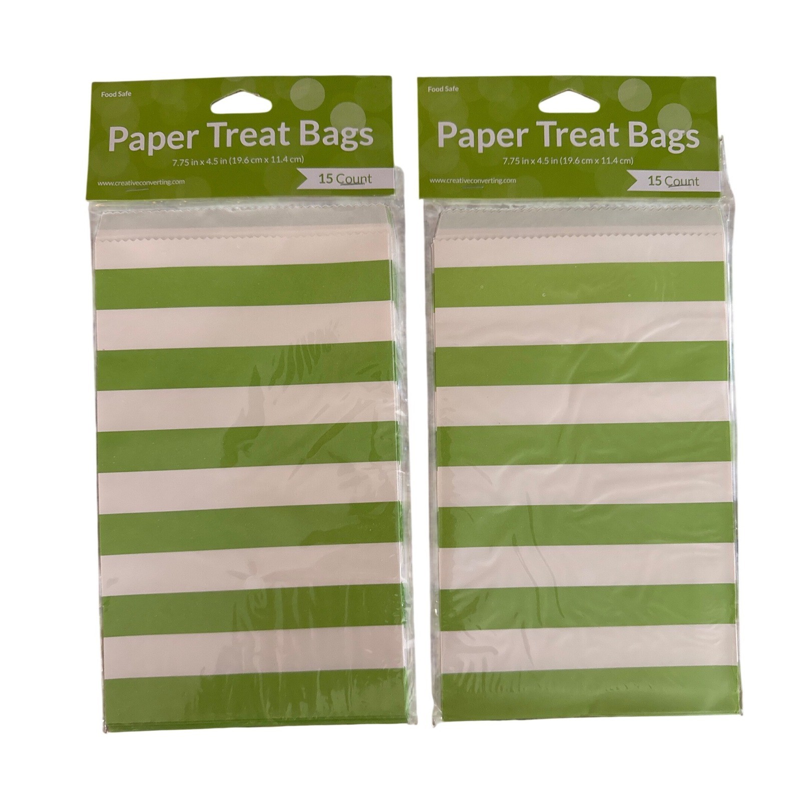 Creative Converting Fresh Lime Striped Paper Treat Bags 30 C