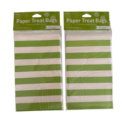 Creative Converting Fresh Lime Striped Paper Treat Bags 30 Count Total