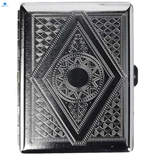 Retro Cigarette Case Victorian Style Metal Holder for Regular, King Silver 
