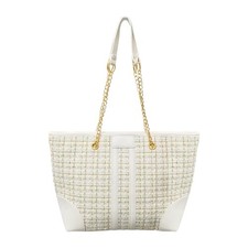 Women Tweed Single shoulder Bag Handbag and Purse Fashion Ladies Chain White