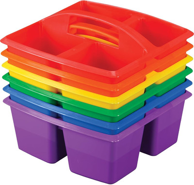 - 163999 Four-Equal-Compartment Caddies, Set of 6, Assorted Colors   Plastic Cad