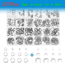 327Pcs Stainless Steel E-Clip Circlip Kit Retaining Ring Assortment Set 24 Sizes