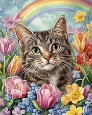 Flower Cat Diamond Art Kits for Adults, 5D DIY Diamond Painting DOW-DP-037