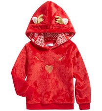 Epic Threads Toddler Girls Plush Reindeer Hoodie Tango Red 4T