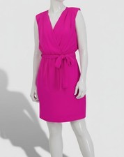 Jessica Howard Women's Pink Pleated Sleeveless Tie-Waist Wrap Dress Size 8