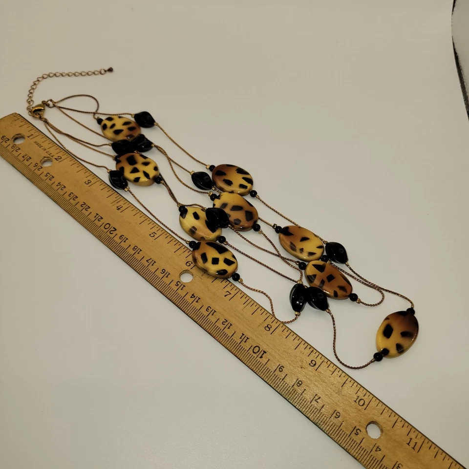 Золотистая цепочка между оранжевый гепард животных печати плоский бисер - Изображение 2 из 3