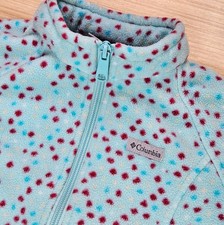 Columbia Fleece Polka Dot Full Zip Jacket Size 4T Toddler Girl Blue