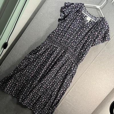 Destination 365 Printed Short-Sleeve Midi Dress with Smo Black Abstract XLP