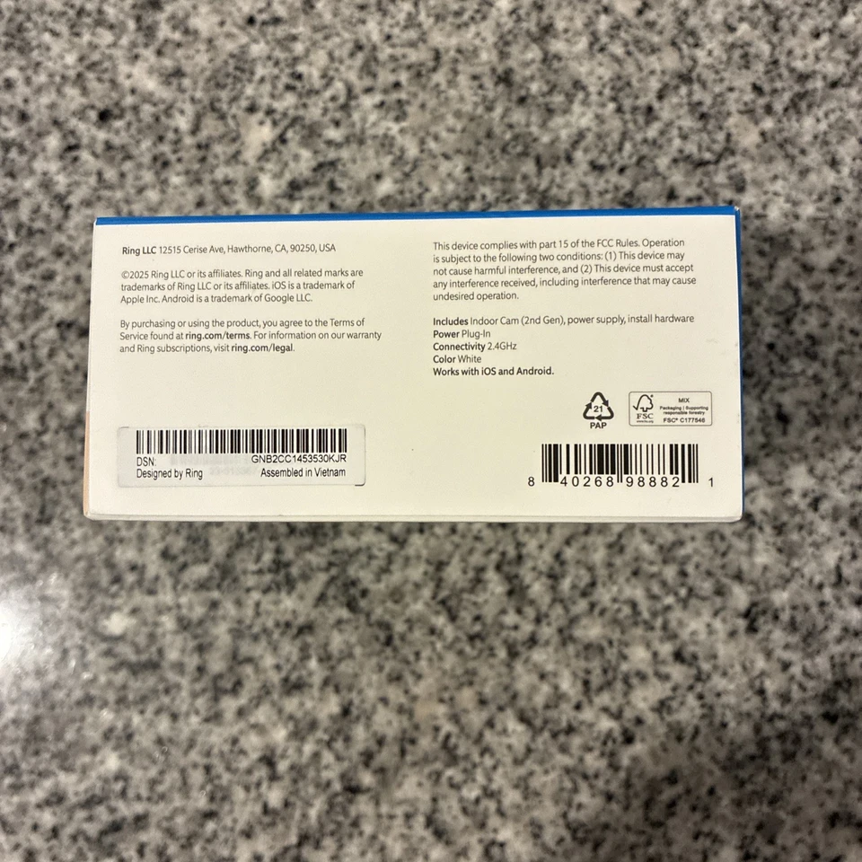 Cámara interior Ring Indoor Cam 2da generación (B0B6GLQJMV) Wi-Fi 1080p FHD - blanca Foto 2 de 4