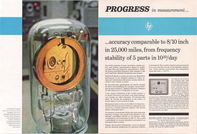 Hewlett-Packard HP Vintage 1962 2pg Magazine Ad Quartz Crystal Precision Time