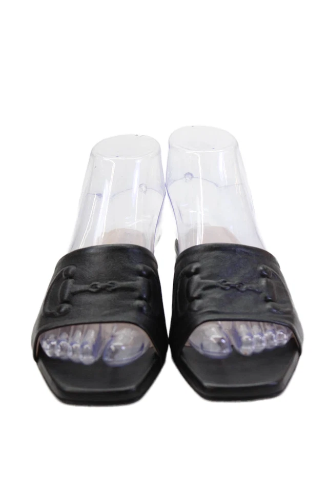 Bruno Magli Womens Leather Square Toe Embossed Detail Sandals Black Size 7 - Image 2 of 4