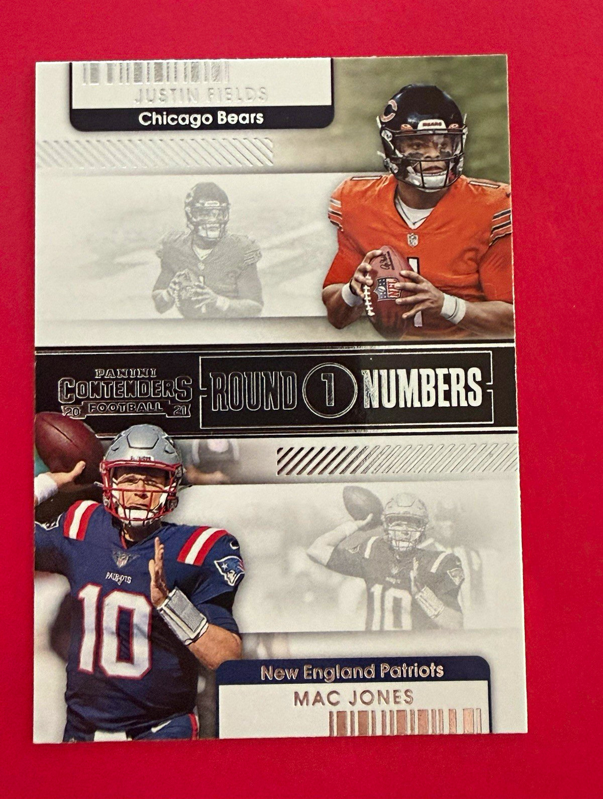 2021 Panini Contenders Optic Round Numbers RN-JFI Justin Fields Mac Jones (RC)