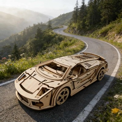 Sports Car 3D Wooden Lamborghini Aventador Puzzle Model Kit DIY Creative Gift Ho