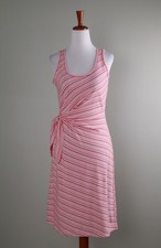 TALBOT NWT $89 Casual Pink White Textured Stripe Side Tie Tank Dress Size XS