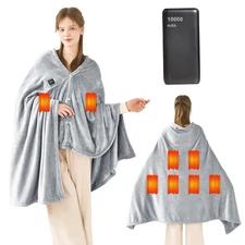 Heated Blanket Cordless Electric Wearable Blanket with 10000mAh Power Bank, U...