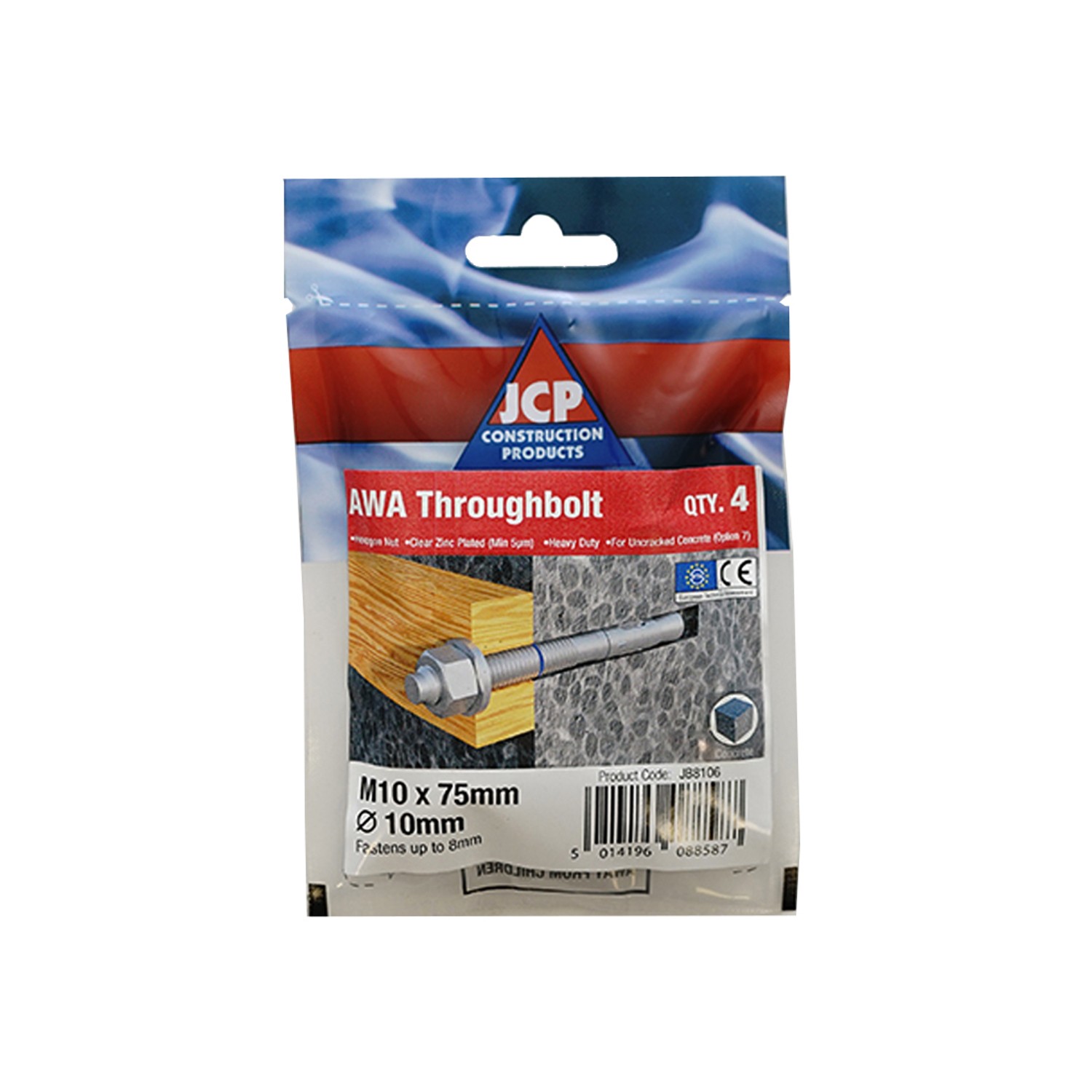 Jcp Fixings ETA Option 7 Throughbolts BZP - M8 x 100 - Box of 30