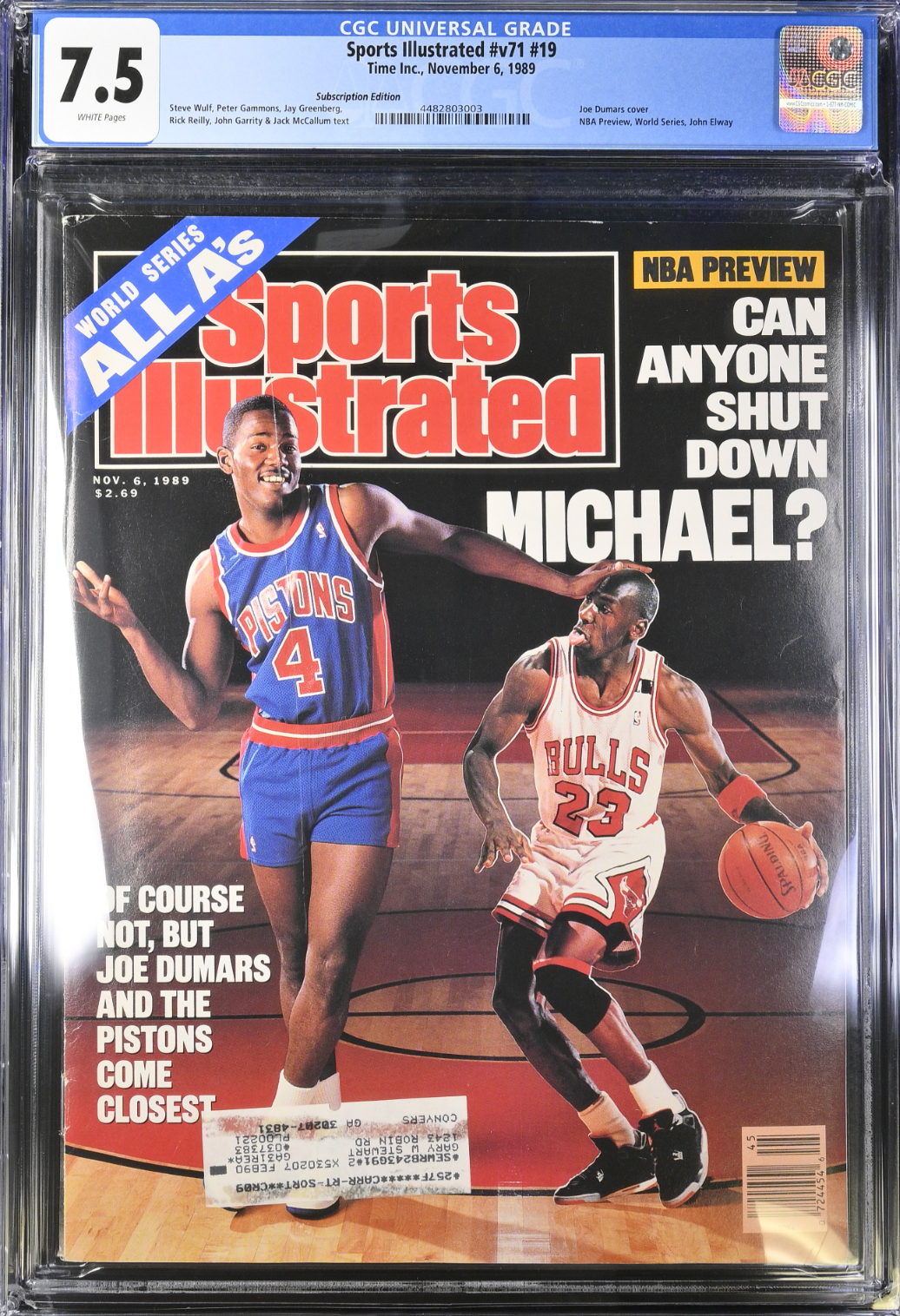 Michael Jordan Sports Illustrated November 6, 1989 CGC 7.5  