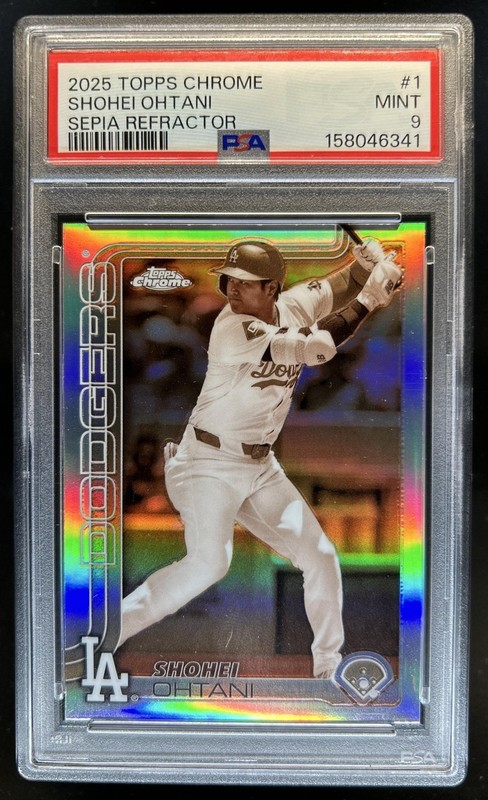 2025 Topps Chrome Shohei Ohtani Sepia Refractor #1 Dodgers PSA 9