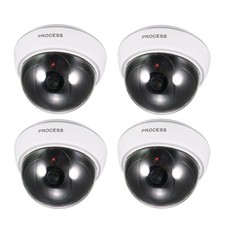 Fake Security Camera Dummy Dome CCTV with Blinking Red LED Light White 4pcs