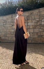 ZARA WOMAN SS25 SATIN EFFECT DRESS ZW COLLECTION PETROL BLUE 3068/100 SIZE L NWT