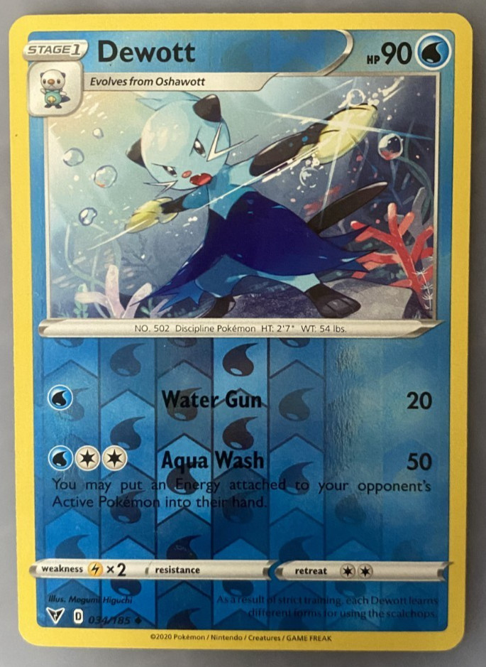 Dewott 034/185 Vivid Voltage 2020 Pokemon TCG Reverse Holo Foil NM/M Free Ship