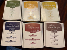 Stampin' Up Ink Pad Lot of 6 some NEW Marigold Curry Olive Eggplant Cocoa Cranbe