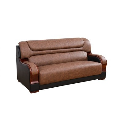 Black & Brown Genuine Cow Leather 1-3-Piece Couch Living Room Sofa Set