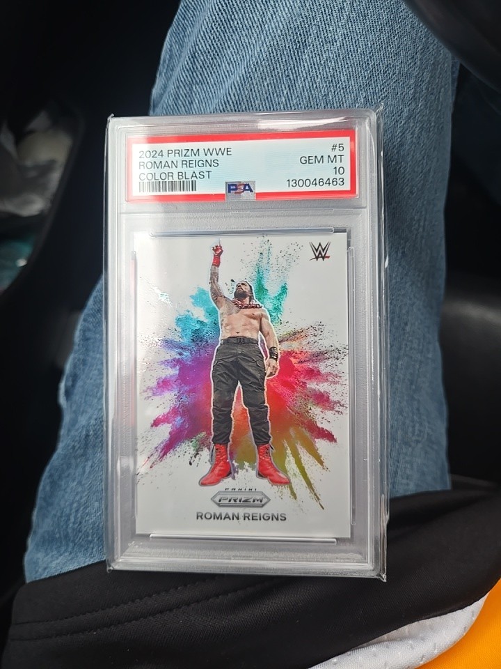 2024 Panini Prizm WWE Color Blast #5 Roman Reigns SSP Case Hit Gem Mint PSA 10