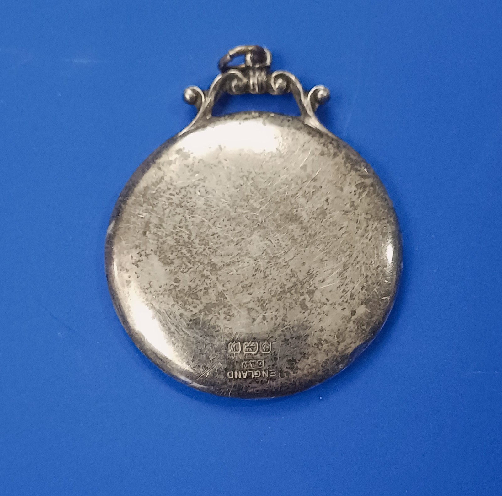 Antique miniature solid silver pendant mirror 192… - image 3