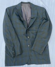 Vtg Richman Brothers Blazer Mens Wool Green Plaid Sport Coat Size 41