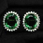 Dazzling Forest Green Tourmaline 43.80Ct 925 Sterling Silver Rose Gold Earrings