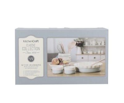 Neu KitchenCraft Classic Collection 4 Stück Keramik Steinzeug Auflaufförmchen Set