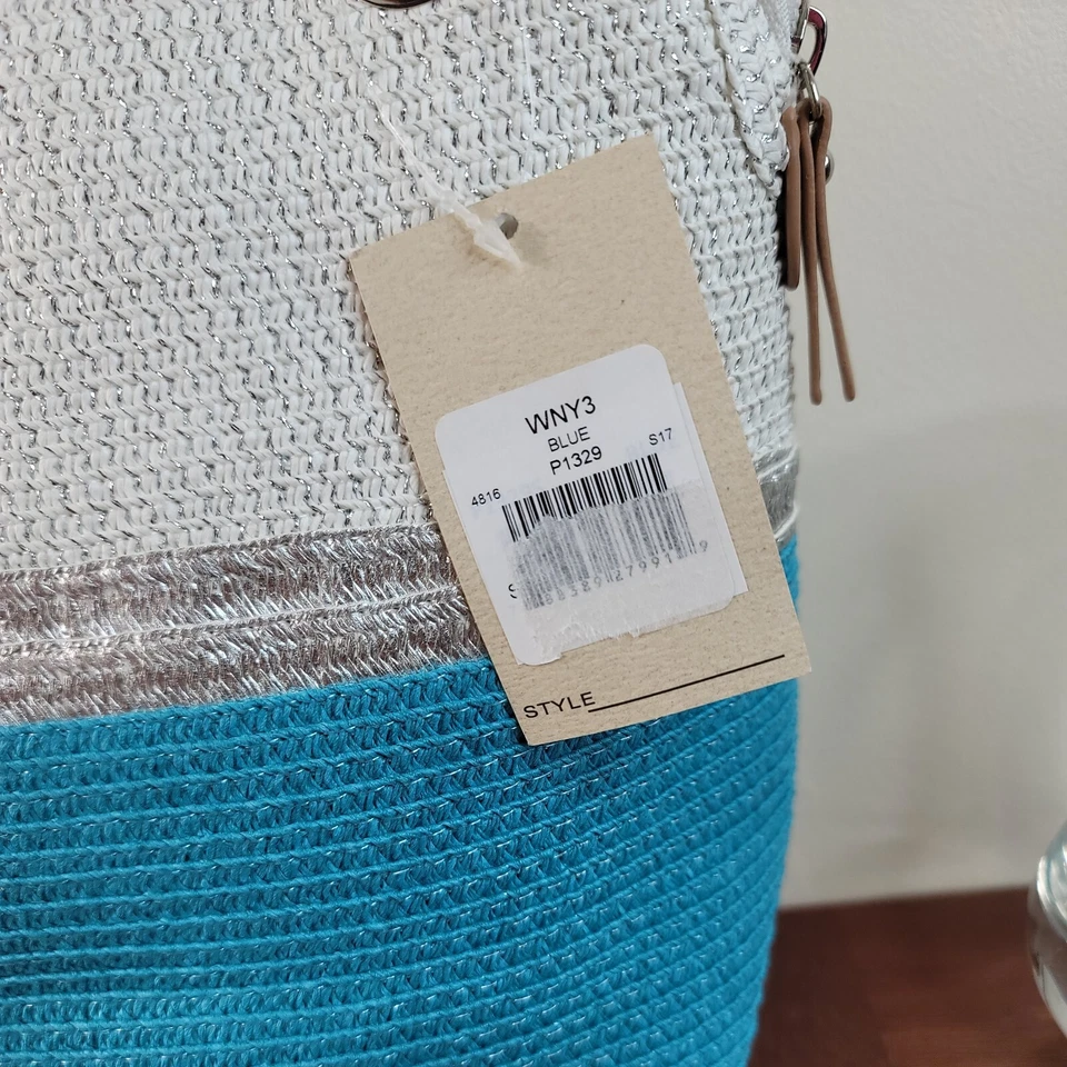 Cartera de paja de papel blanco plateado azul mágico de colección Rn 90894 Ps2 Foto 3 de 4