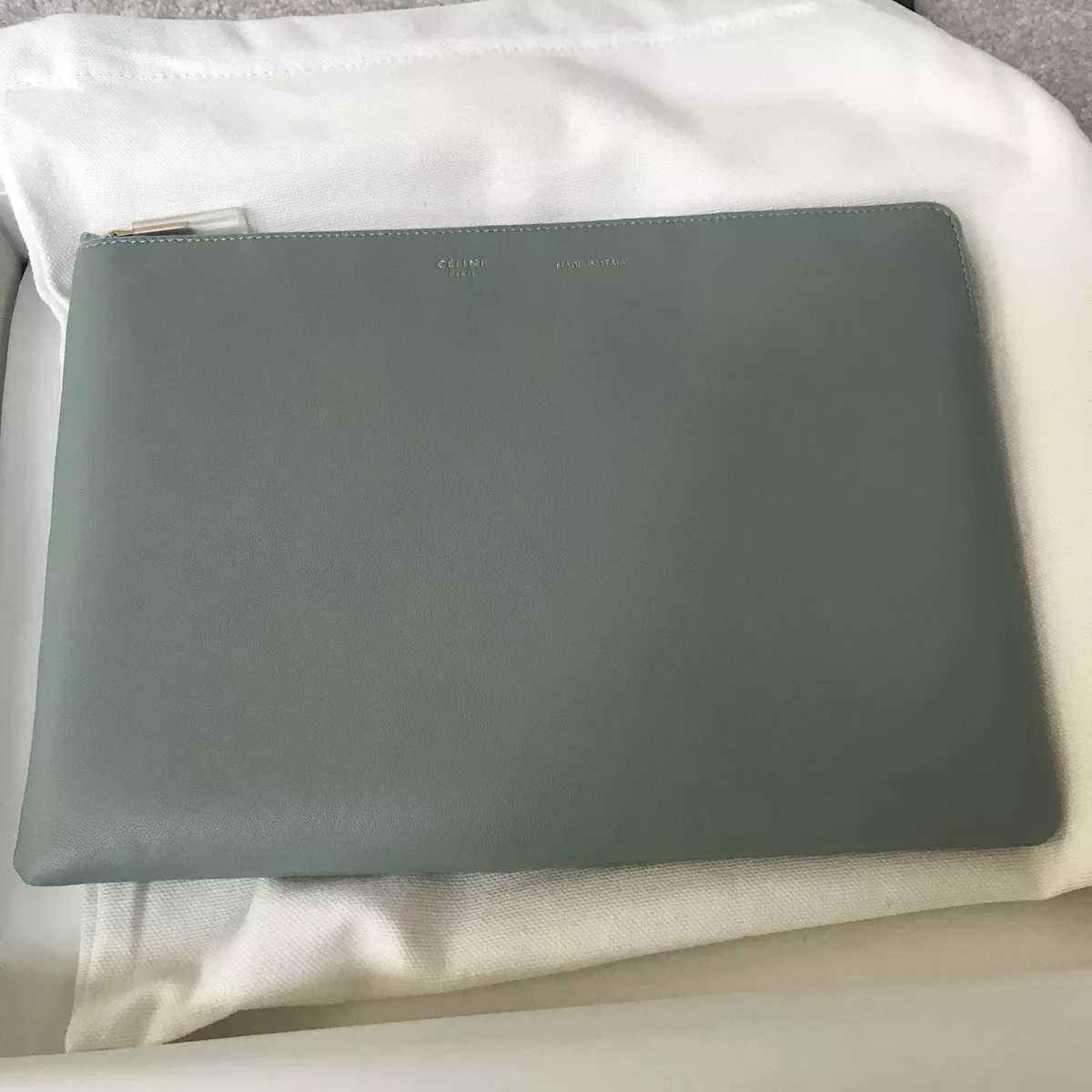 Old Celine Celadon Zip Pouch Wallet Clutch Card Holder Phoebe