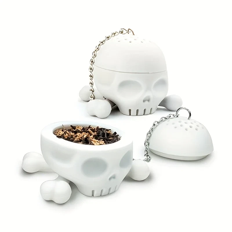 Food Grade Silicone White Skull Bones Tea Filter Tea Leaves Dried Flower Filter