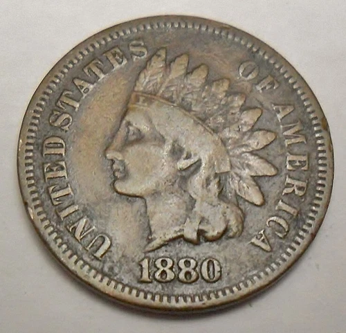 1880 P Indian Head Cent Penny  *VG - VERY GOOD*   **FREE SHIPPING**