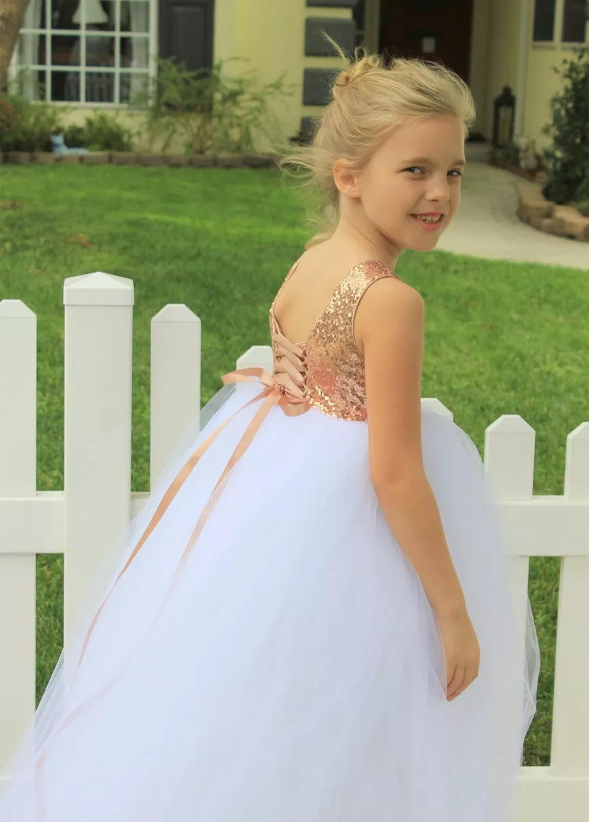 Luxury Long Sleeves Puffy Gold Sequin Flower Girl Dresses – HER SHOP | Live  beautiful, Live free