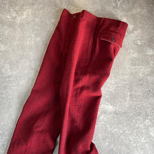 Comme Des Garcons Homme Tanaka Wool Red Pants Check Ad2000 embroidery Used Japan - Picture 14 of 14
