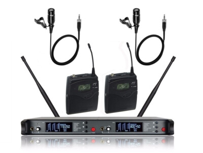 Dual Lavalier Microphones Wireless for Sennheiser Lapel Clip-On Microphone Radio