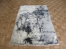 5 x 7'3 Hand Knotted Black Gray Modern Abstract Oriental Rug G15395