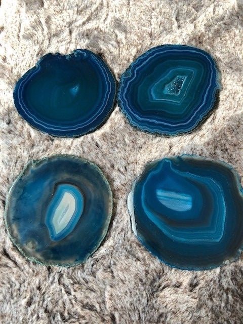 Teal Agate Microcrystalline Quartz Premium Coasters (set of 4) Gift
